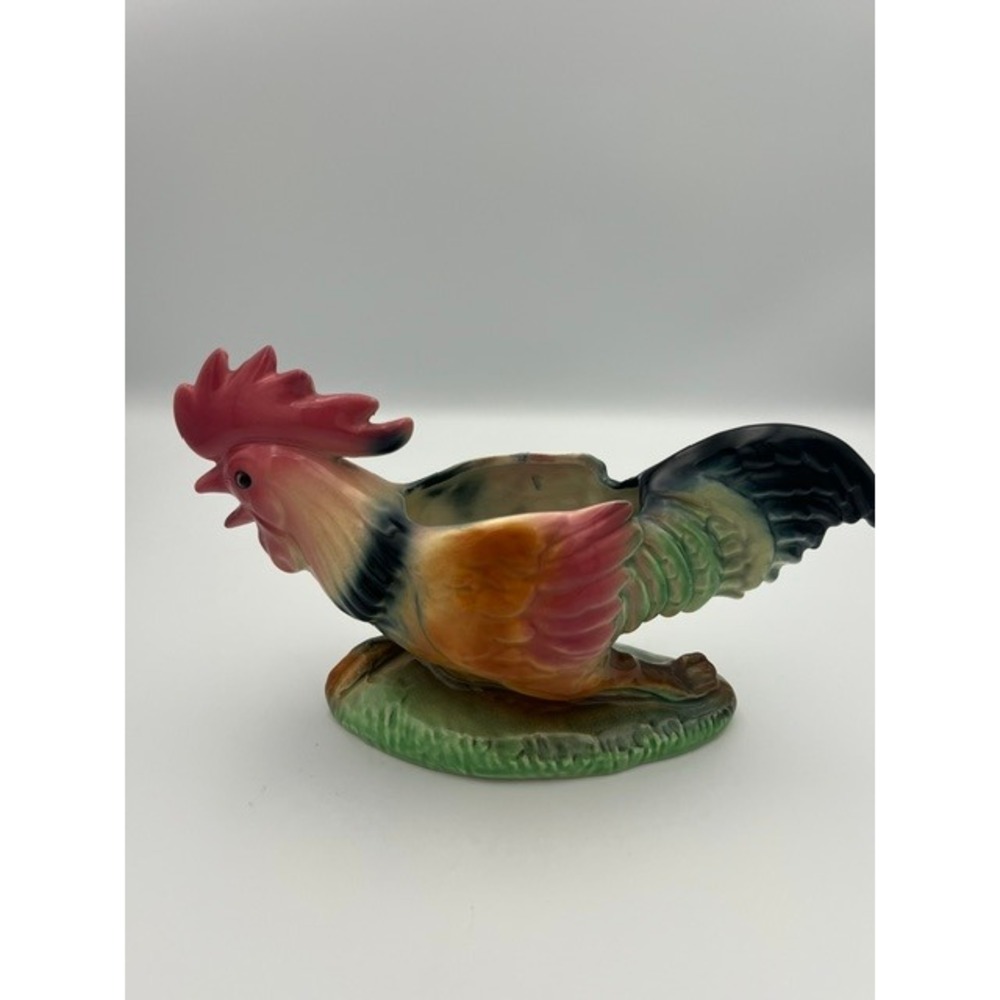 Vintage Ceramic Rooster Planter Hand Painted Farmhouse Figurine Multicolored - Picture 9 of 13
